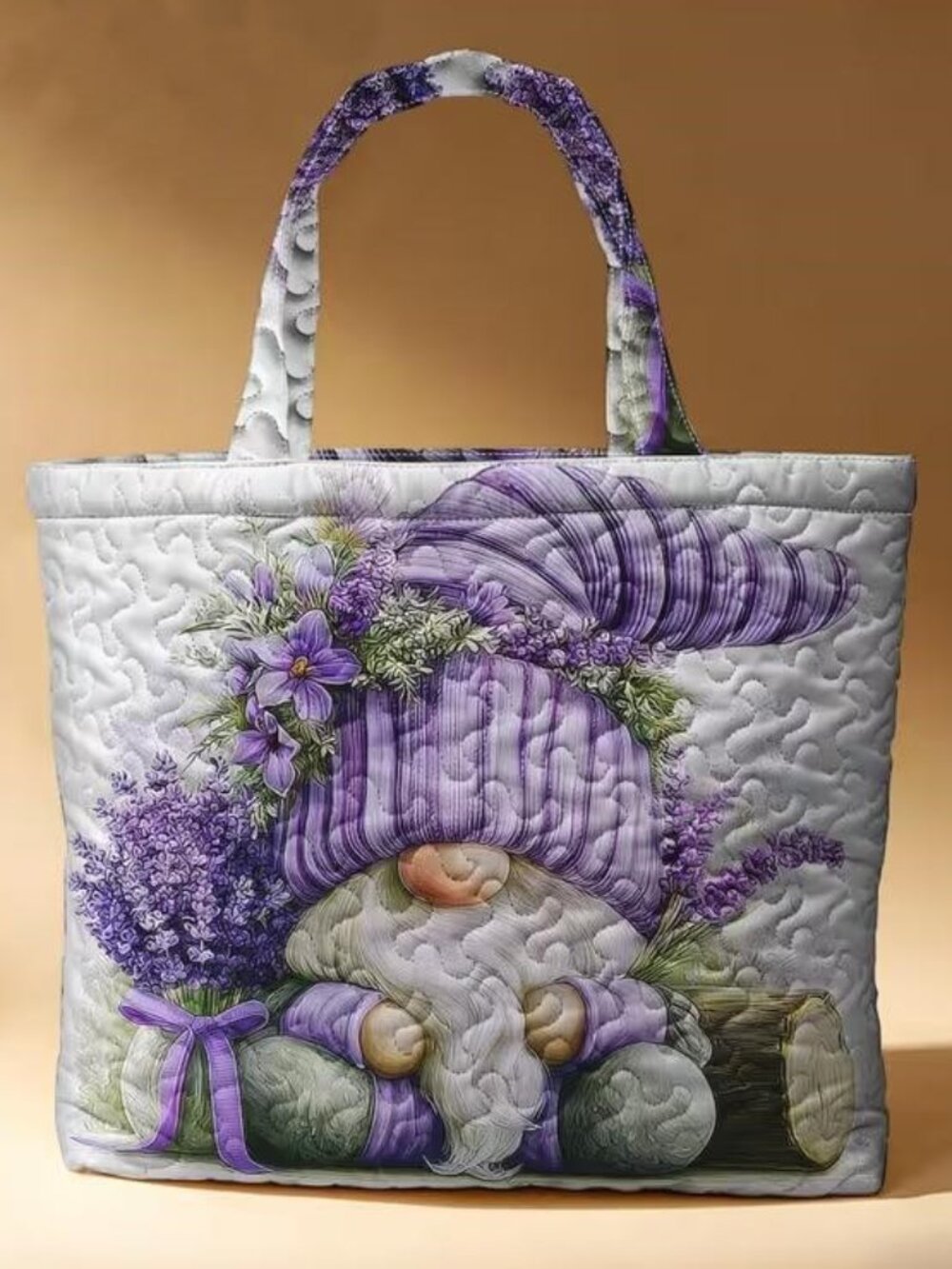 QUILTED LAVENDER GNOME TOTE
